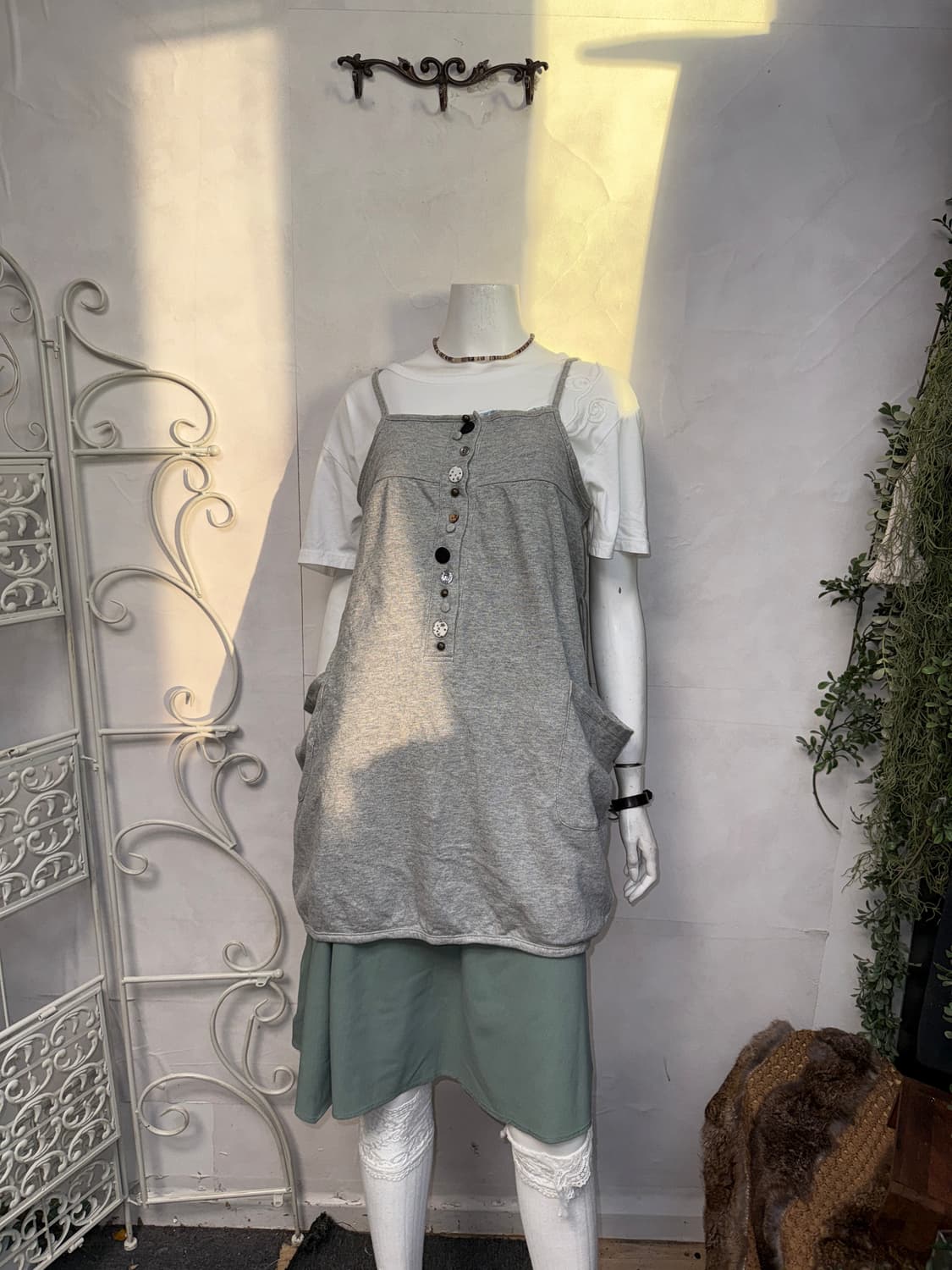 Gray button pocket cotton ops 상품이미지1