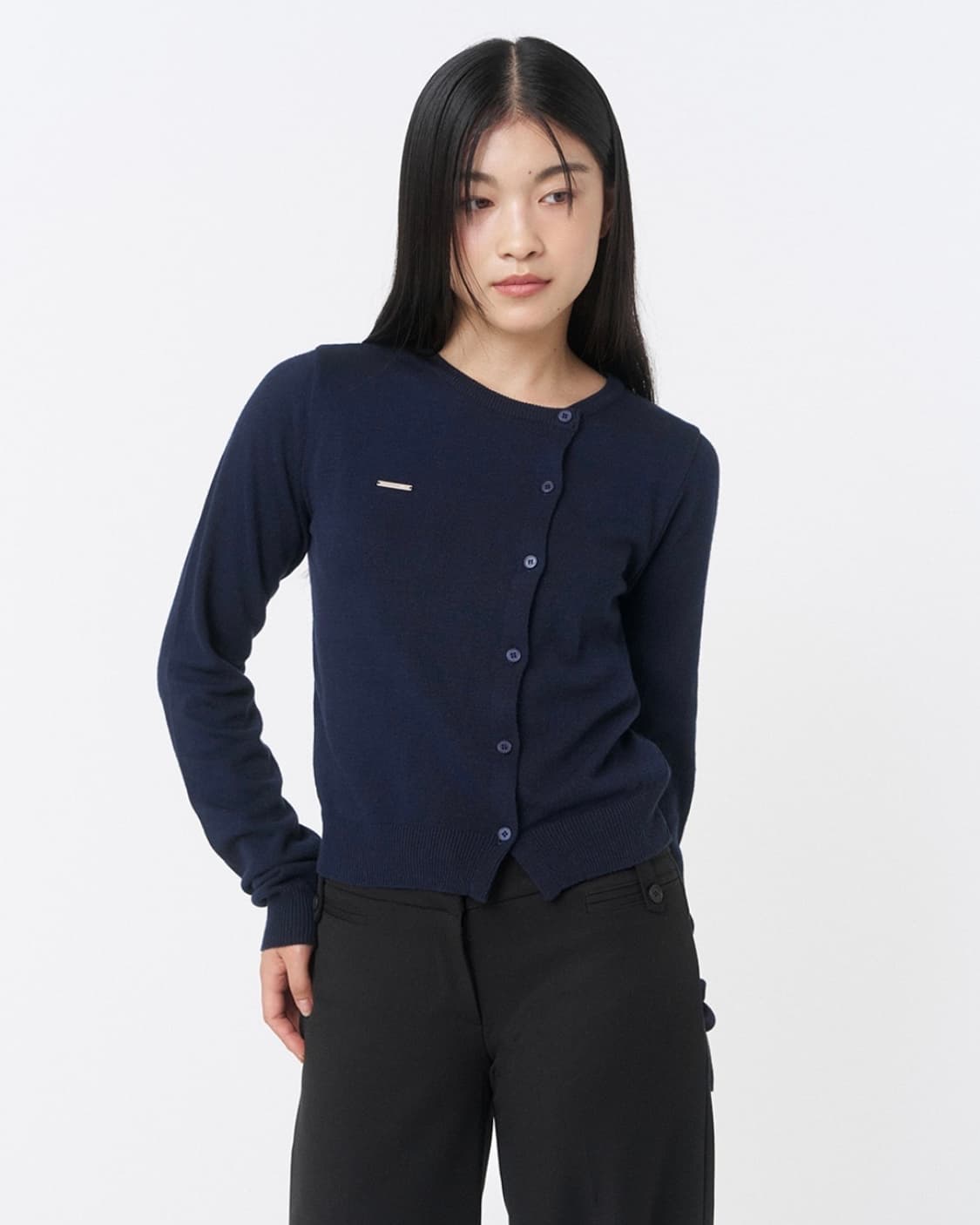 미세키서울 Unbalanced knit cardigan NAVY 상품이미지1
