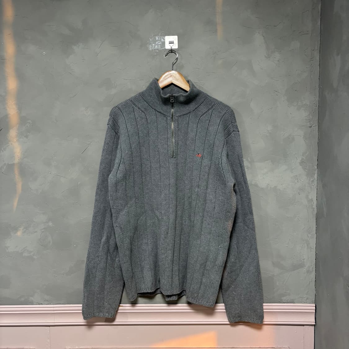 폴로 랄프로렌 성조기 니트 반집업 그레이 상품이미지1