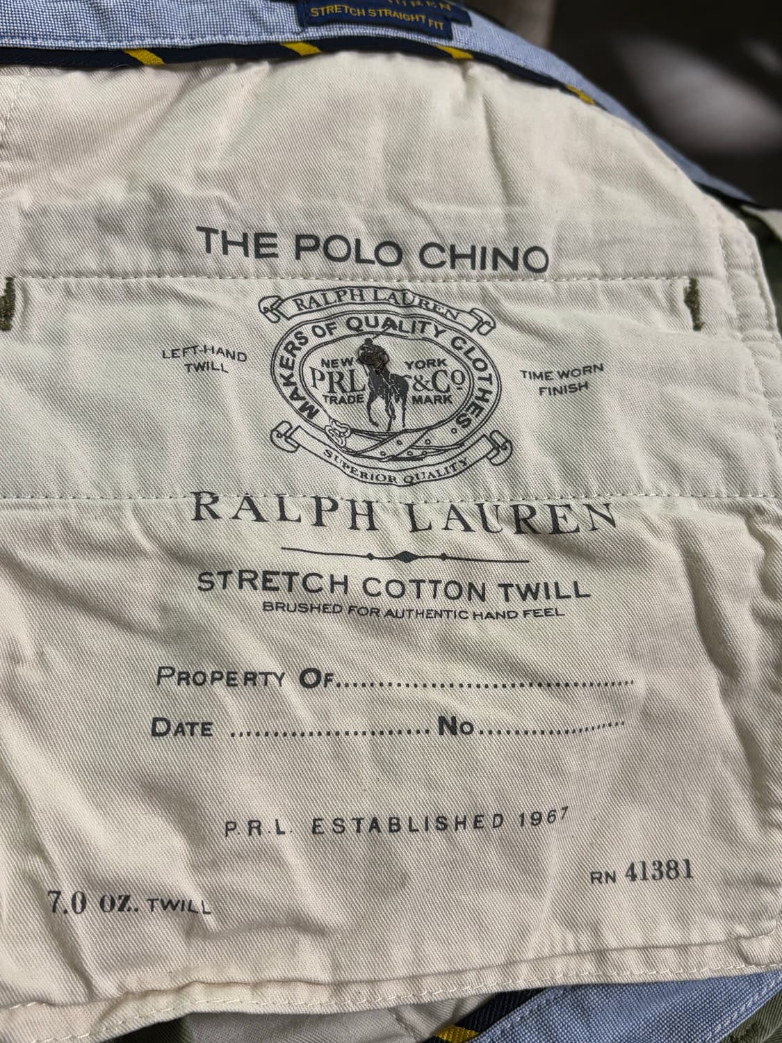 새상품급)폴로 스트레이트핏 코튼 트윌 치노팬츠34"/세지그린 상품이미지6