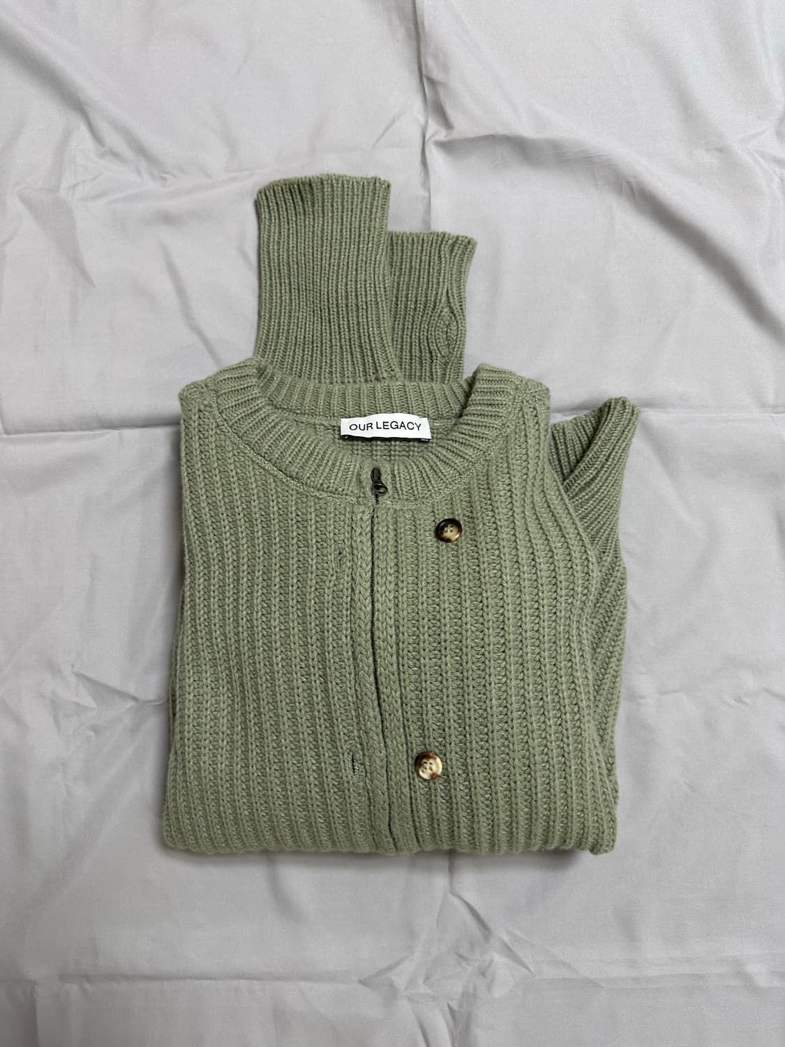 [48] 아워레가시 집업 랩 가디건 리파인드 그린 쿼티디안 울 상품이미지4