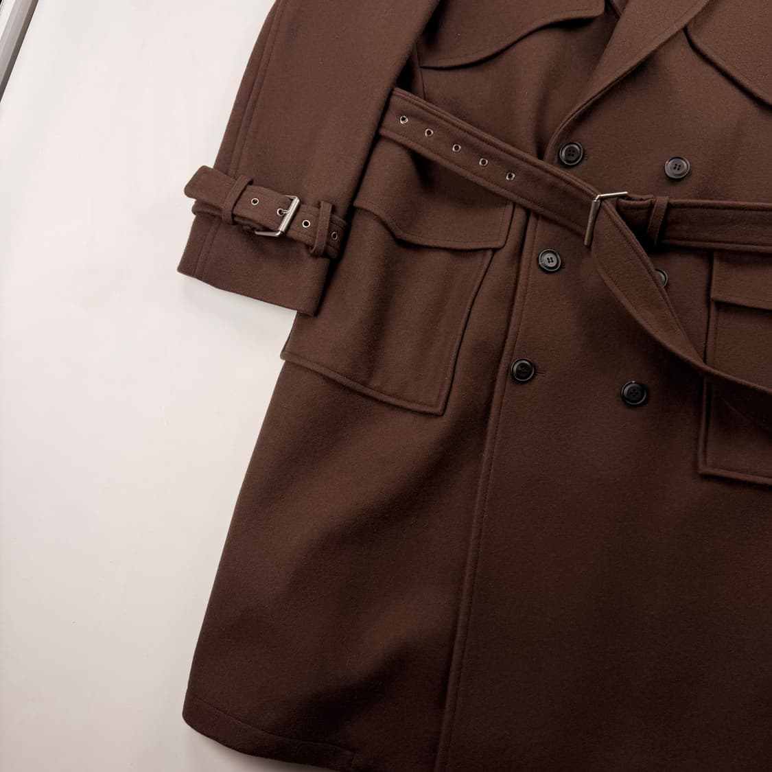 벨리에 더블 오버사이즈드 울 트렌치코트 초콜렛 브라운 상품이미지4