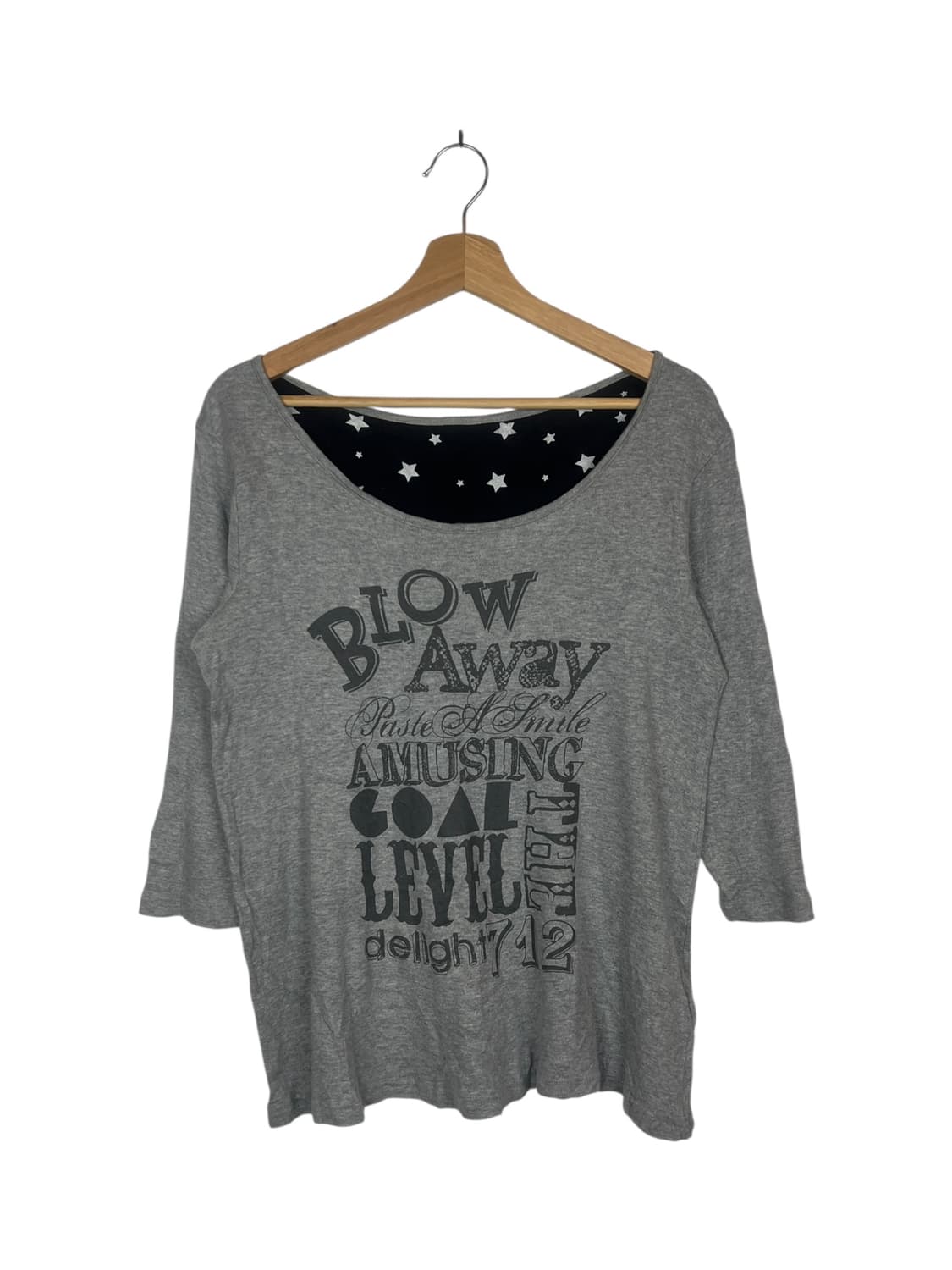 JPN 그레이 프린팅 엣지라인 긴팔티셔츠 LL 상품이미지1