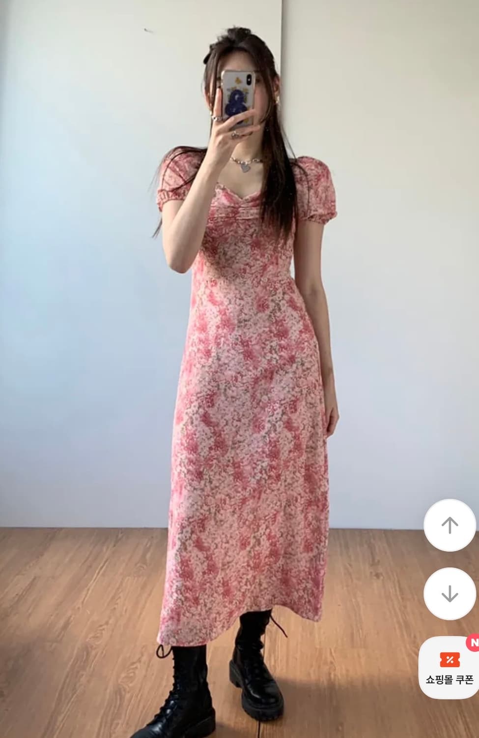 S사이즈 루루서울 마가렛 퍼프 롱드레스 롱원피스 핑크 여행룩 휴양지룩 상품이미지3