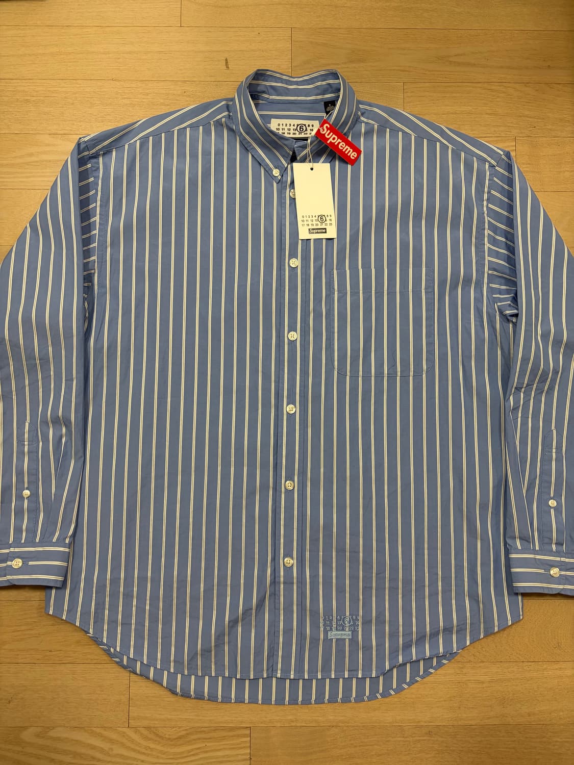 [S] 슈프림 mm6 마르지엘라 스트라이프 셔츠 블루 상품이미지1