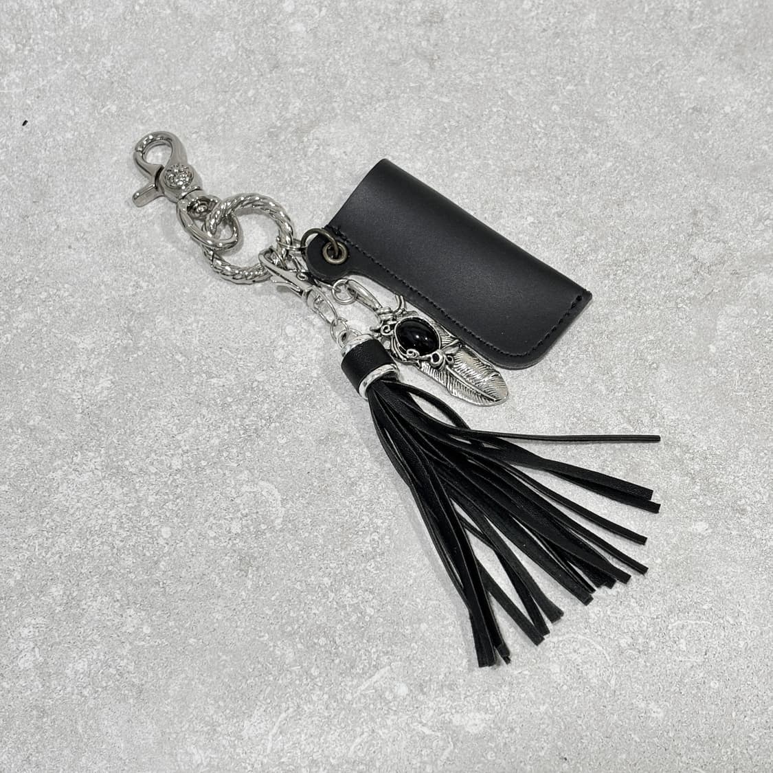 Oribell 태슬 가죽 립밤 라이터 립밤 케이스 깃털 키링 열쇠고리 상품이미지8