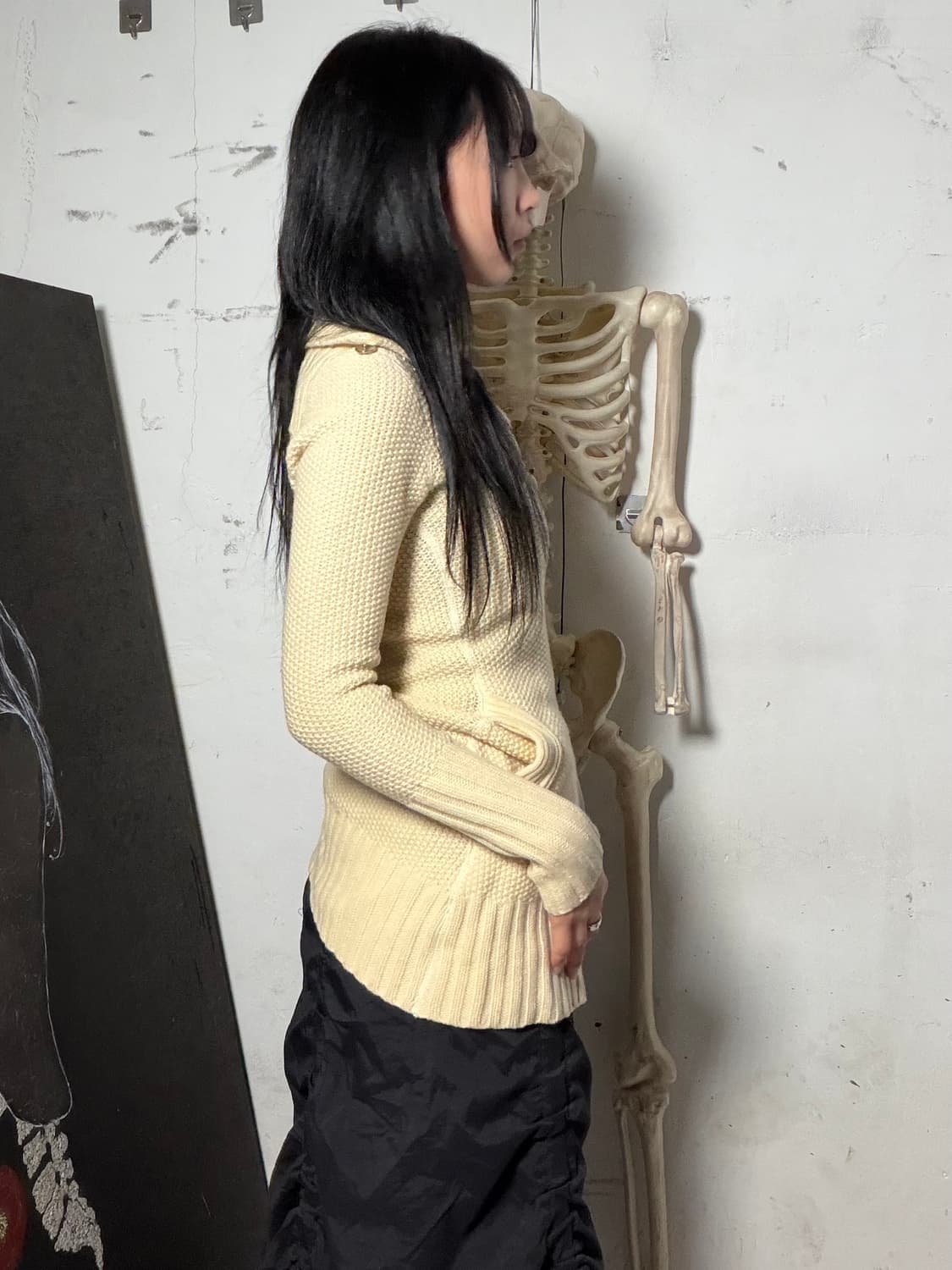 아르마니 익스체인지 하이넥 투웨이 절개 니트 집업 XS 상품이미지6