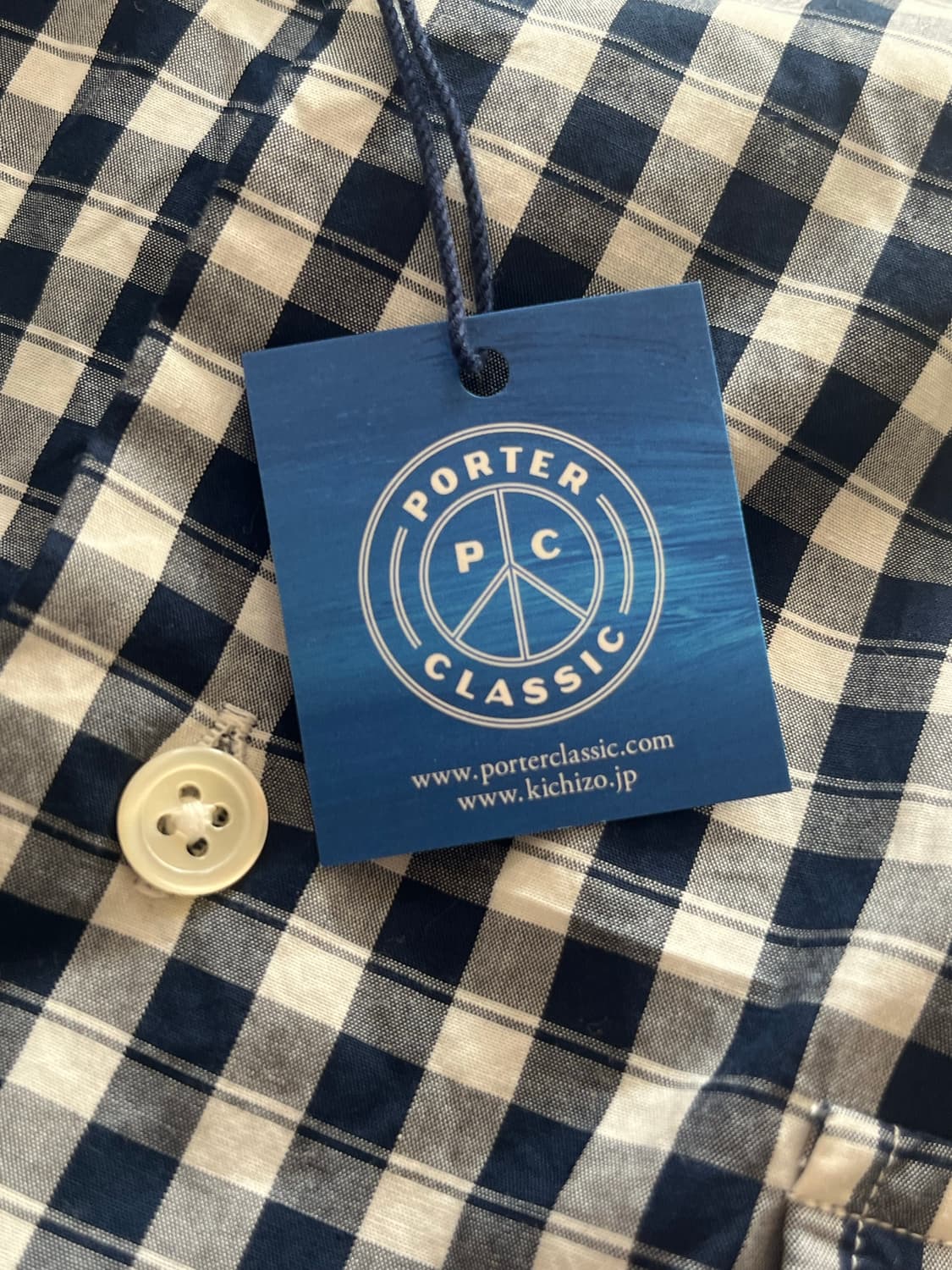 포터 클래식 롤업셔츠 깅엄 체크 네이비 L 새상품 상품이미지4
