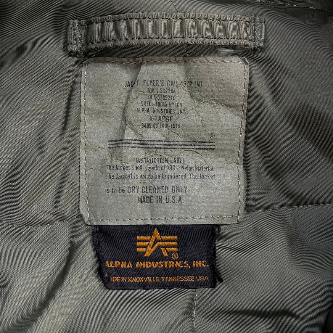 알파인더스트리 90s CWU-45p 플라이트 자켓 카키 상품이미지4