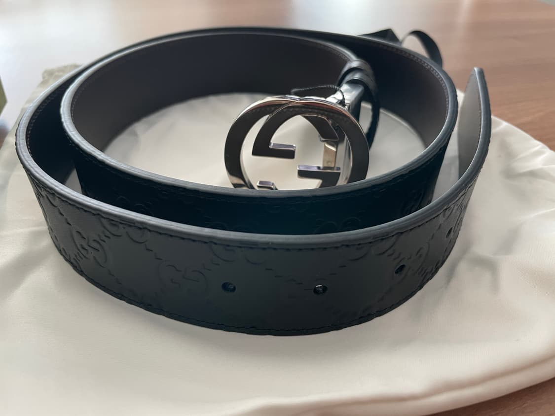 구찌 리버시블 시그니쳐 벨트 블랙 브라운 상품이미지3