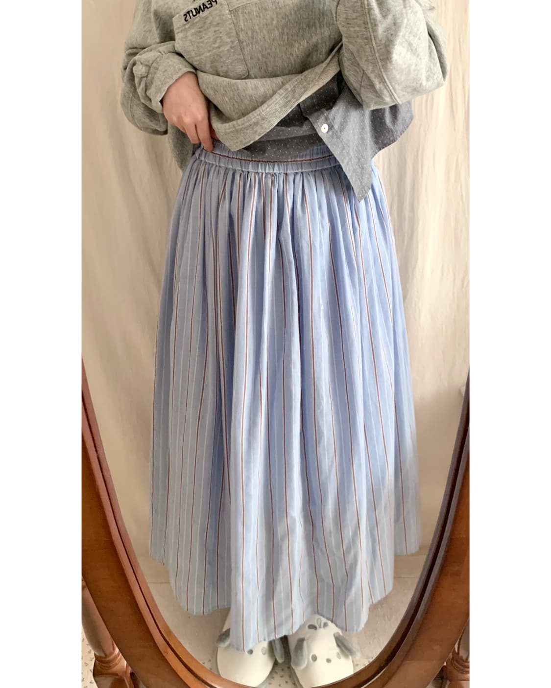 모리 하늘 스트라이프 롱스커트 상품이미지3