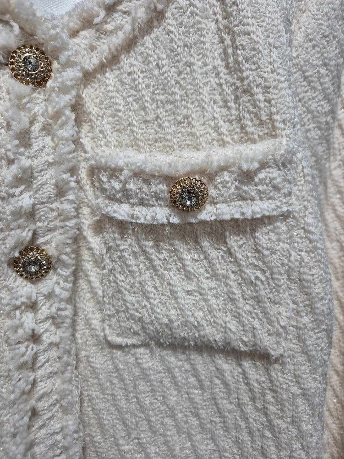(세일)(새상품)아이보리 트위드 자켓 금장 단추 상품이미지8