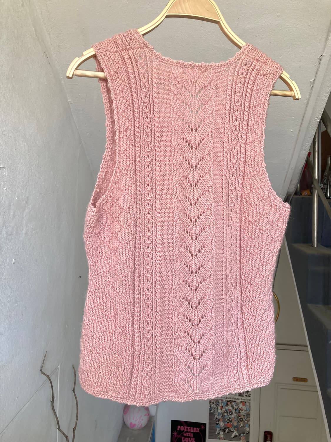 크로셰 핑크 슬리브리스 뜨개 니트 상품이미지6