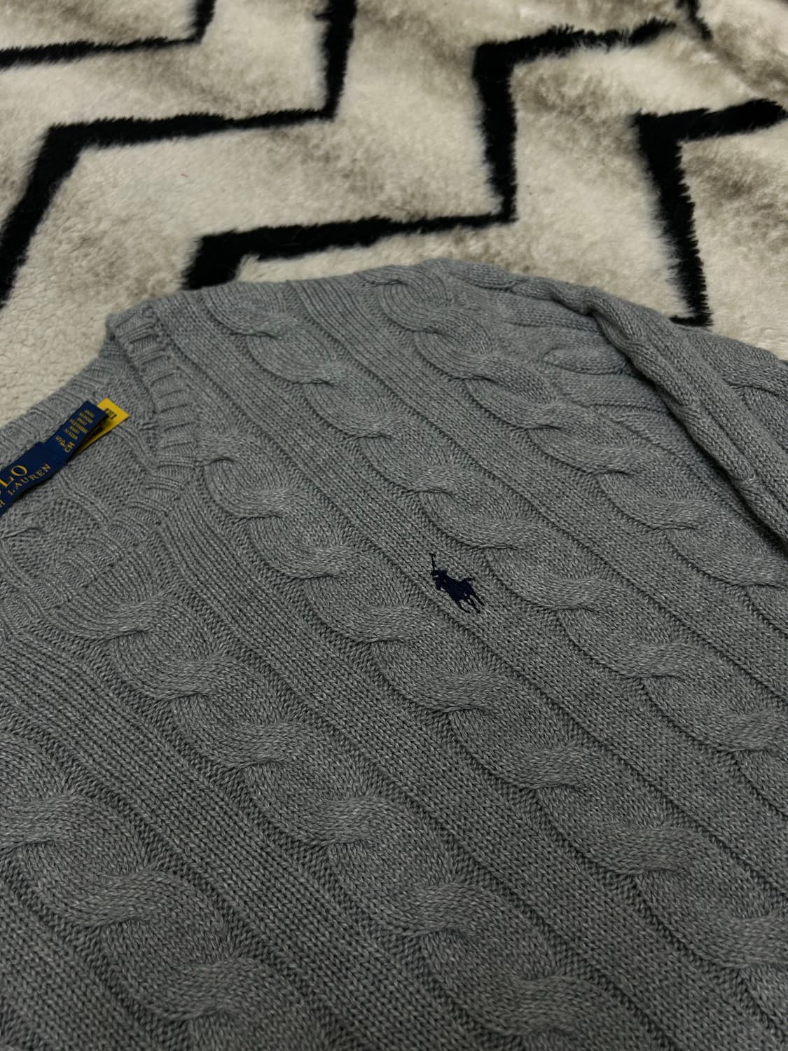 [실측L]폴로랄프로렌 라운드 케이블 니트/그레이 상품이미지1