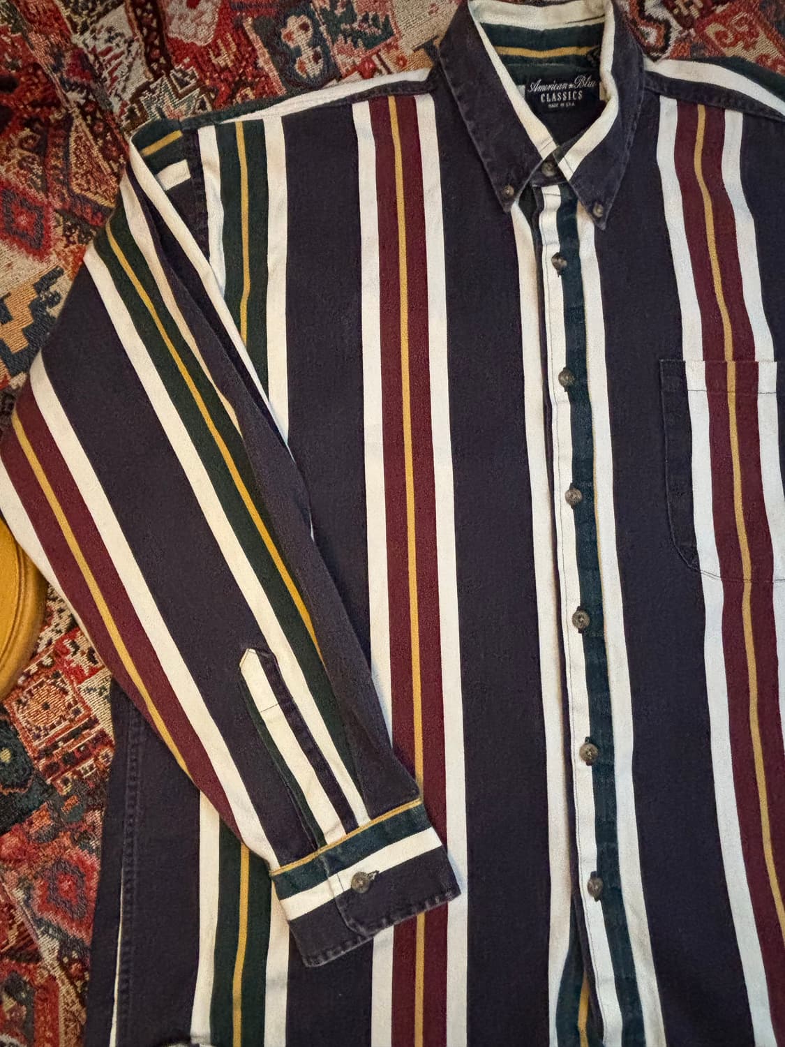 American Vintage 90s Navy Striped shirt 상품이미지4