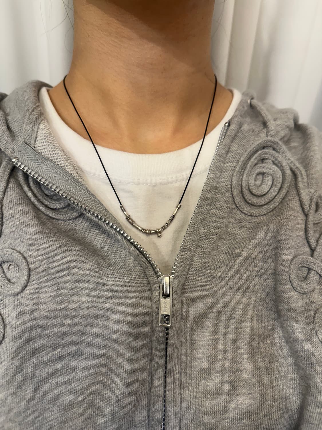 Musta karensilver mix black silk necklac 상품이미지8