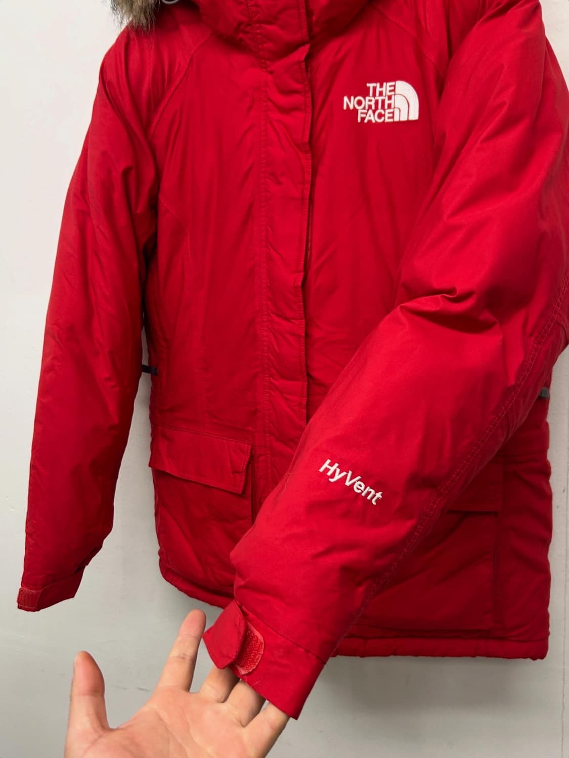 노스페이스 빨간색 후드 패딩 HyVent 상품이미지3