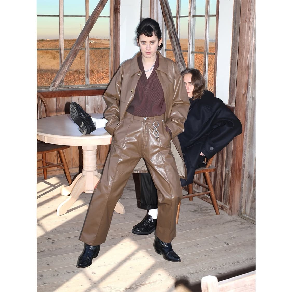 지에다 레더 코트 상품이미지5