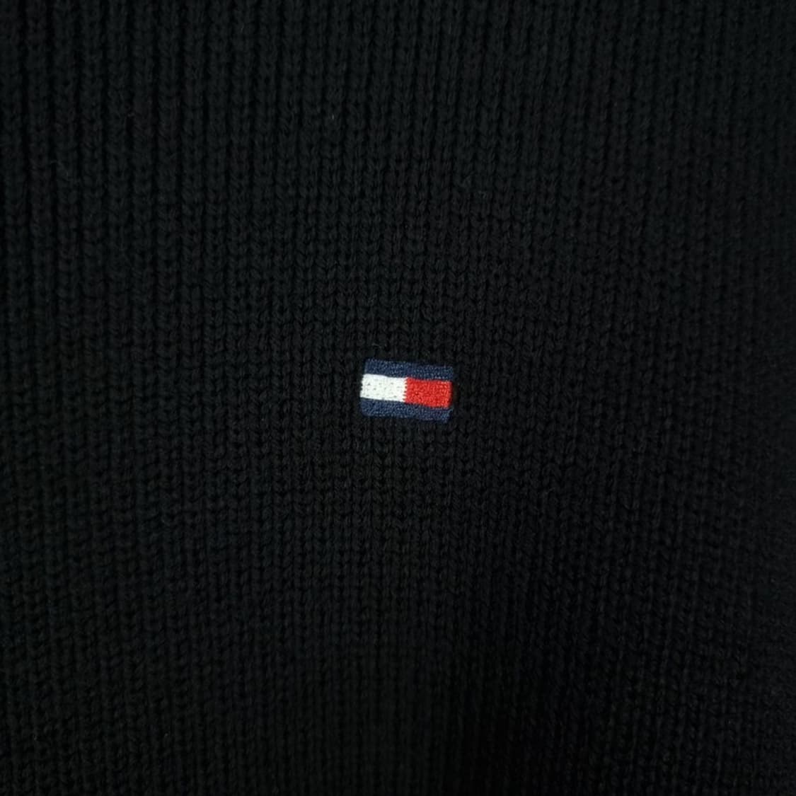 [타미힐피거] 로고 자수 니트 집업 가디건 블랙 M18639 상품이미지6