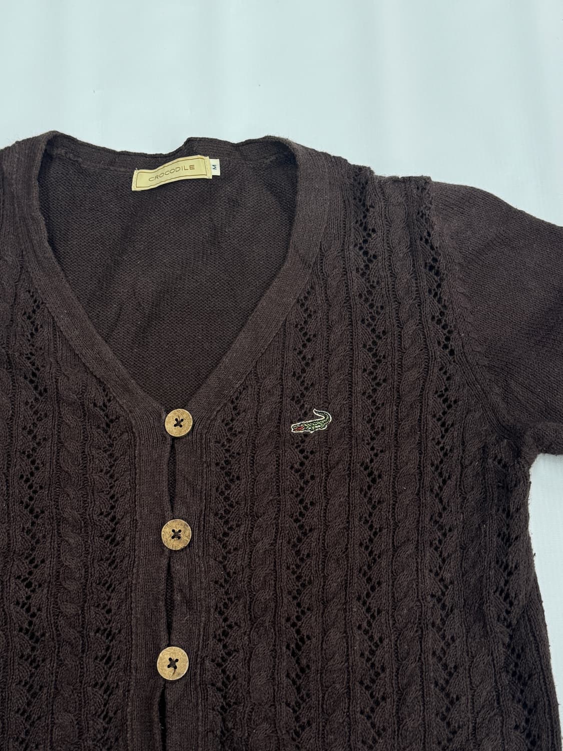 재팬 크로커다일 반팔 브이넥 니트 가디건 핀터 그런지 히피 라떼 모리걸 상품이미지5