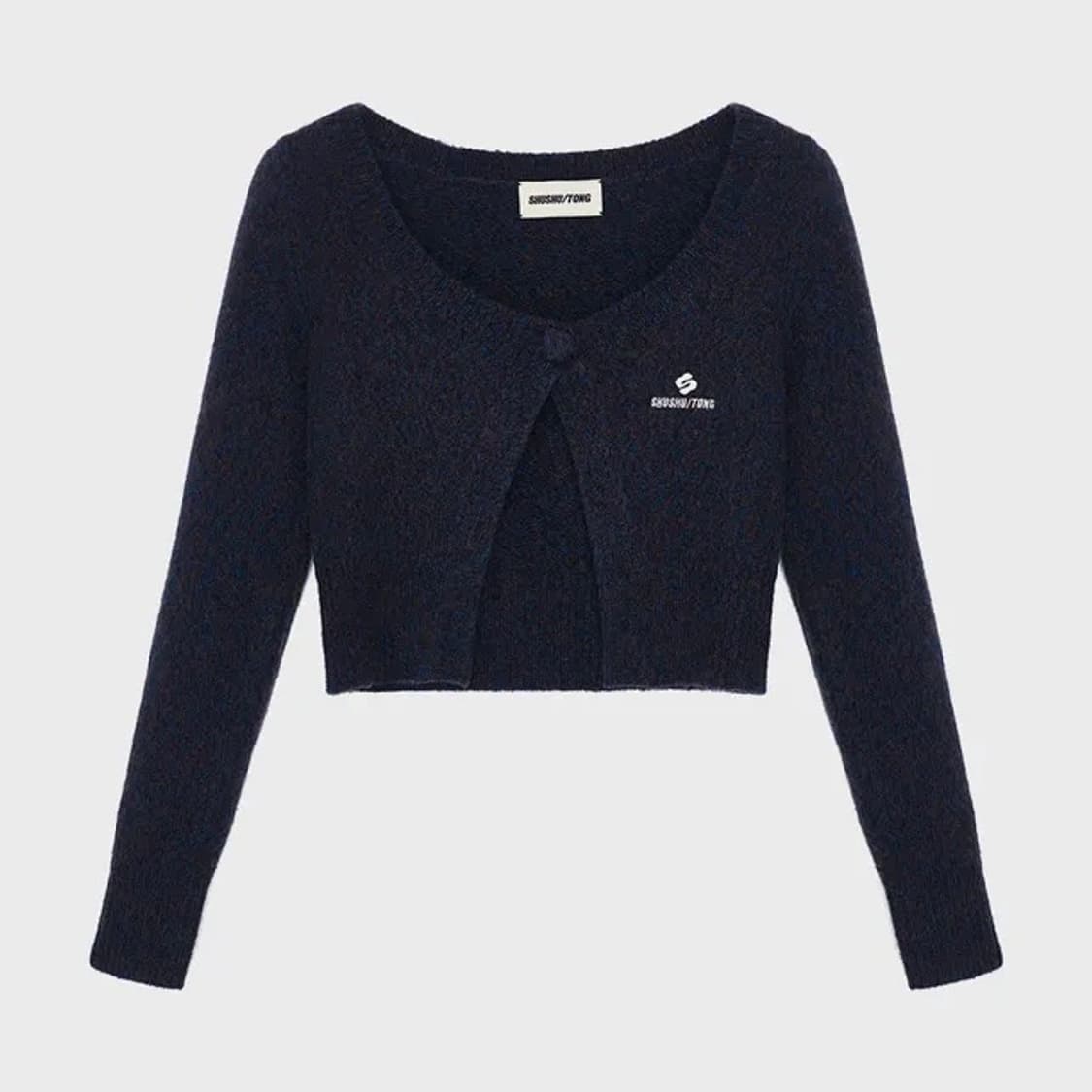 [8]슈슈통 25fw 원 버튼 캐시미어 가디건/네이비 상품이미지1