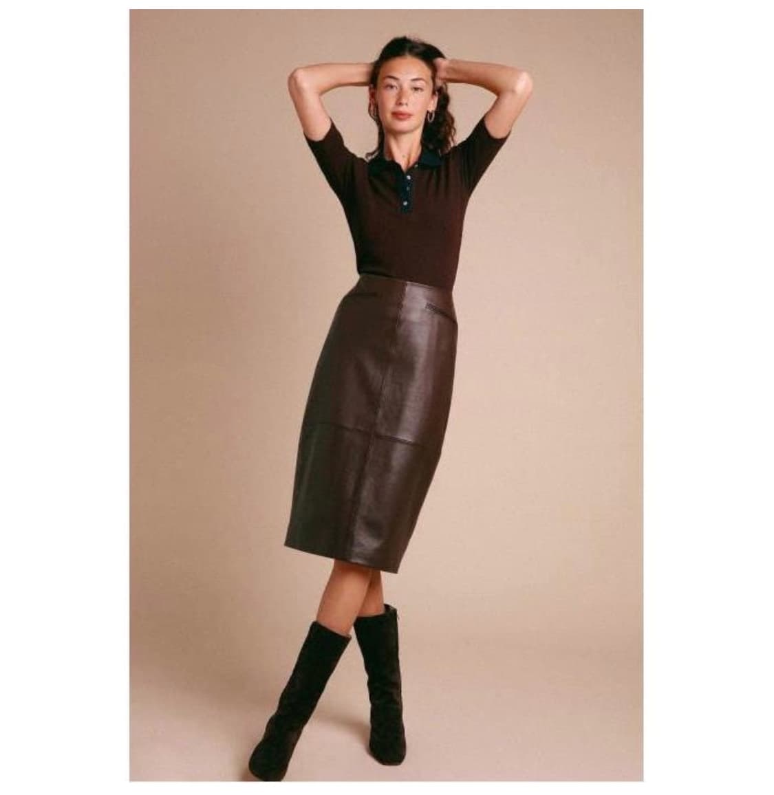 Rouje 루즈 가죽 미디 스커트 상품이미지5