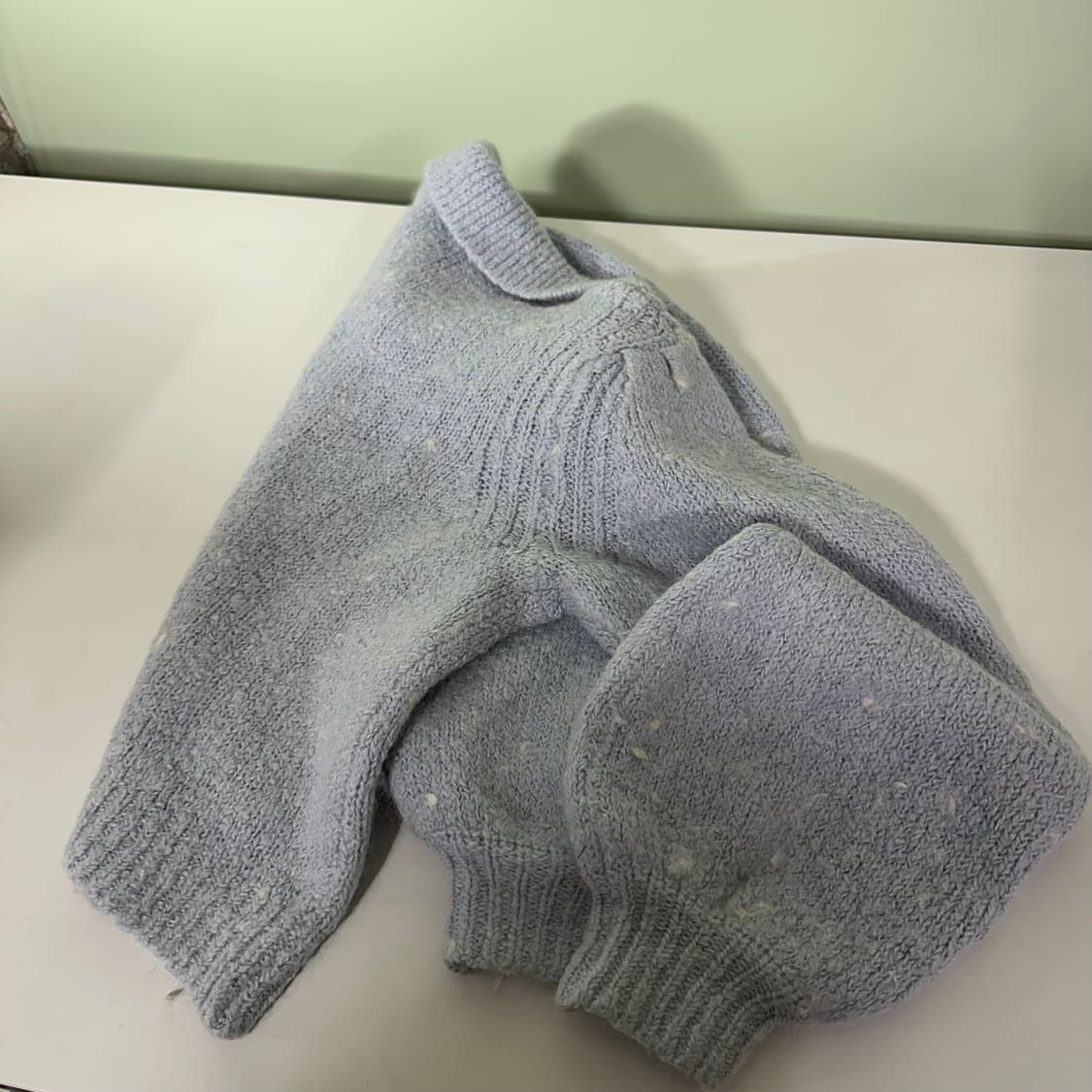 우먼M 자라 스카이블루 나염 타이카라 크롭니트 상품이미지4