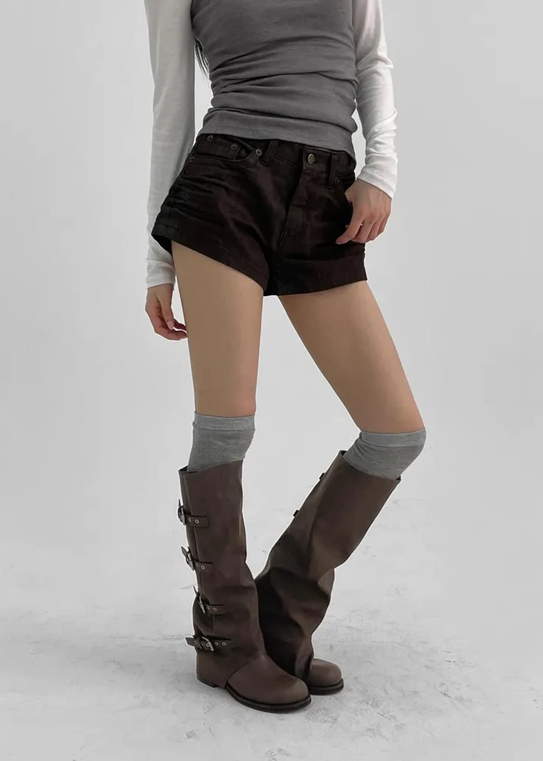 블랙업 타이쿱 버클 워머 레더 롱부츠 240 상품이미지2