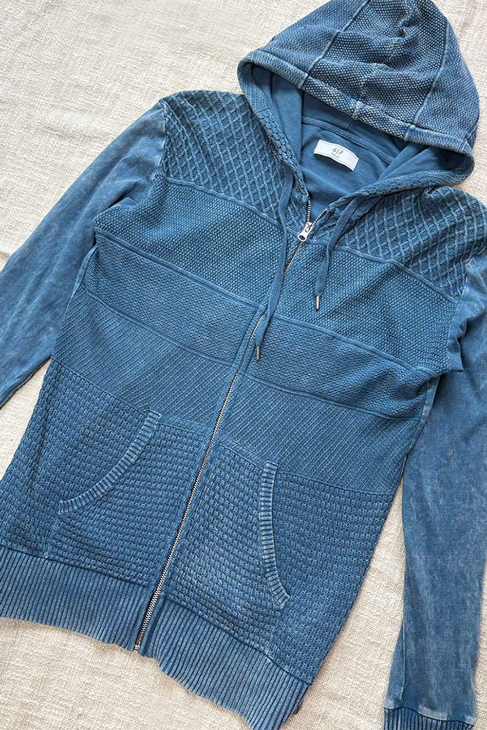 Indigo Mixed Mesh Knit Zip-up hoodie 상품이미지9
