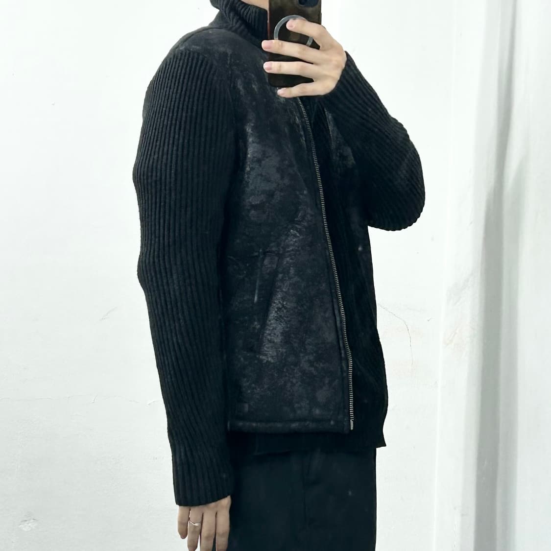 아르마니 익스체인지 스웨이드 텍스처 블랙 프로스트 자켓 상품이미지3