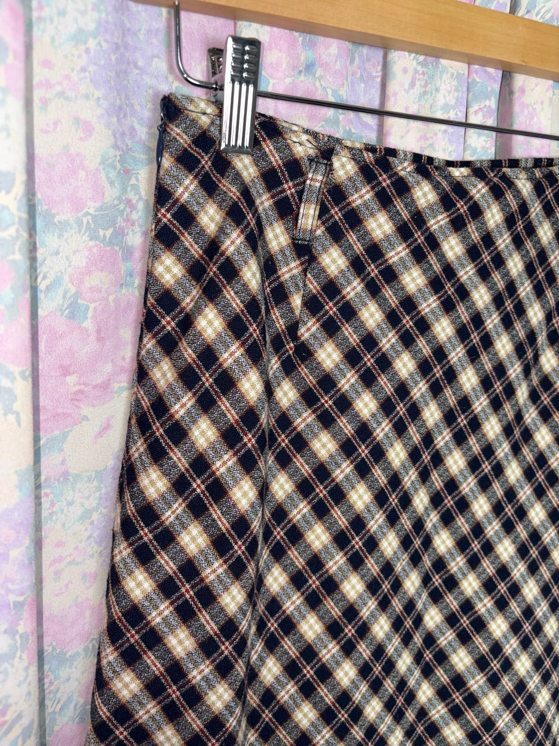 네이비 베이지 체크 롱 스커트 상품이미지10