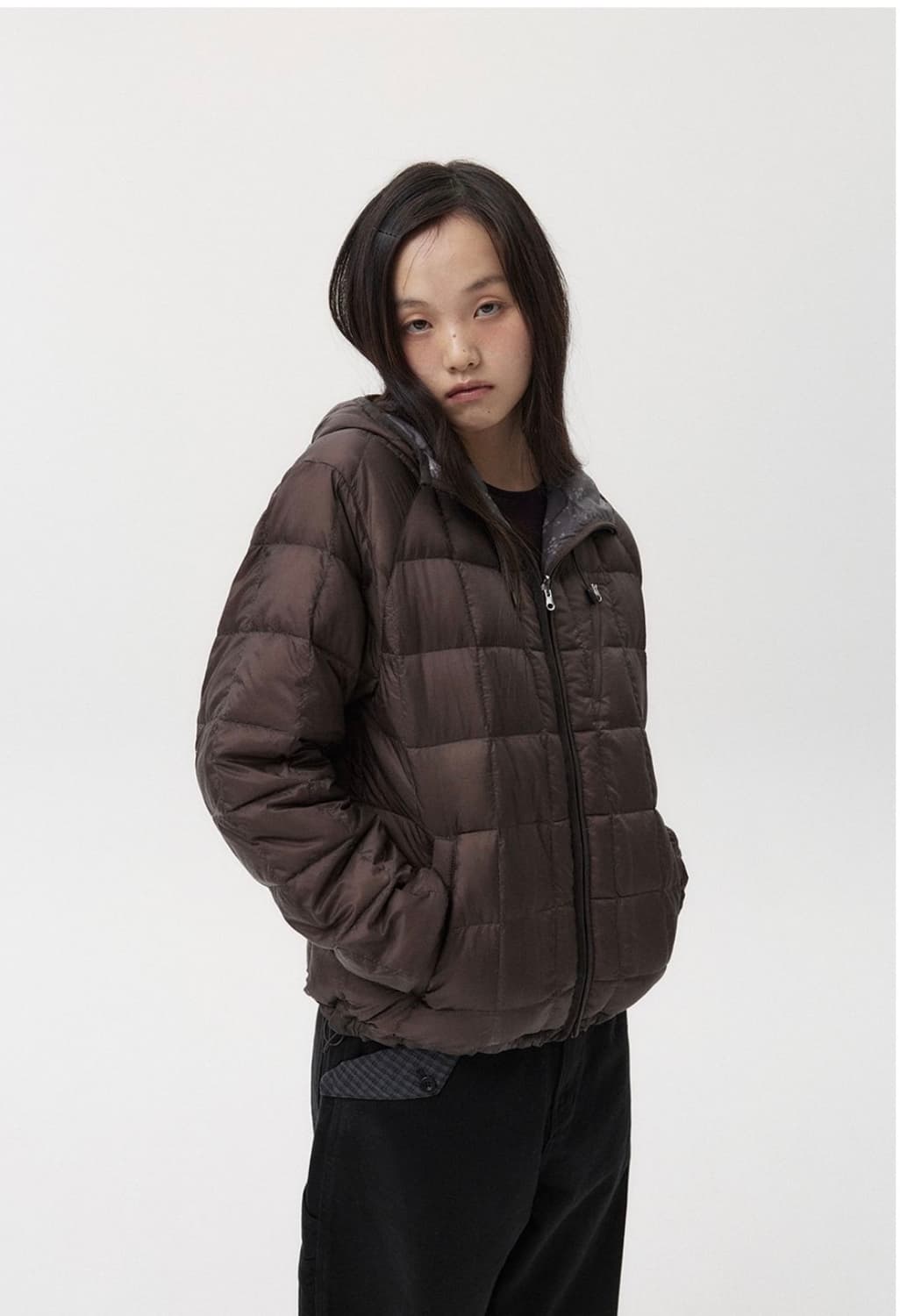 REVERSIBLE PADDED DUCK DOWN, BROWN 상품이미지1