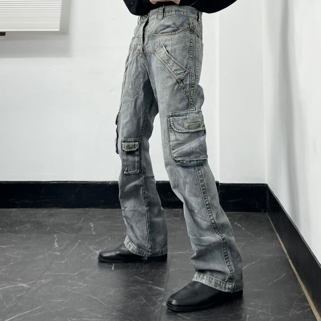 BLUESKIN 아이스 워시드 와이드 데님 카고 팬츠 상품이미지1