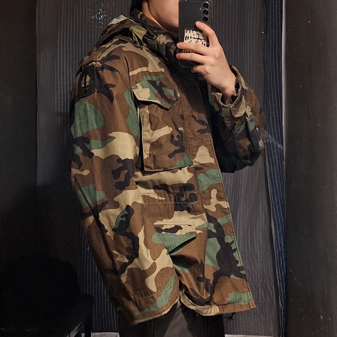 US ARMY 미육군 패치 우드랜드 밀리터리 카모플라쥬 히든후드 야상 상품이미지1