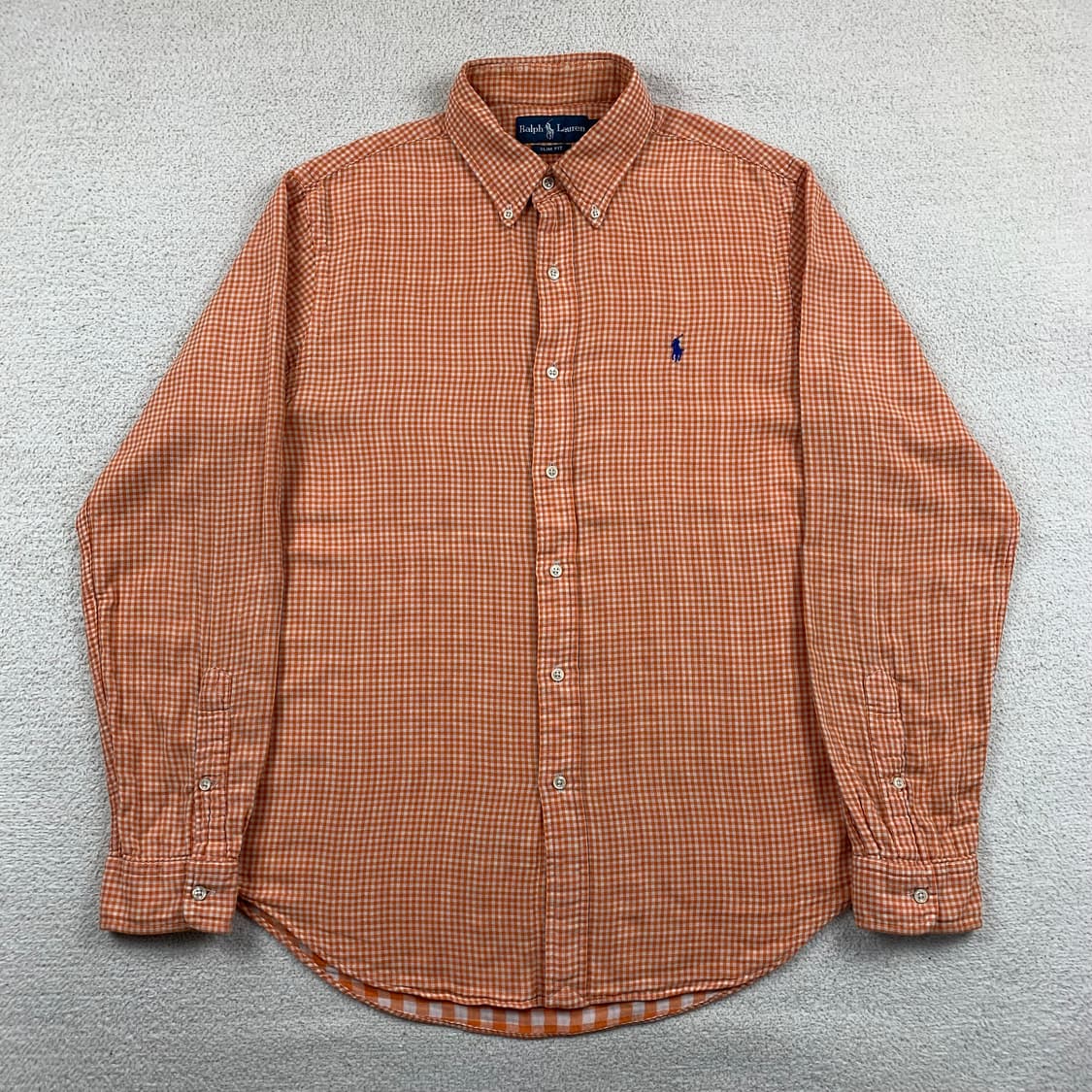 폴로 랄프로렌 포니로고 오렌지 깅엄체크 셔츠 상품이미지1
