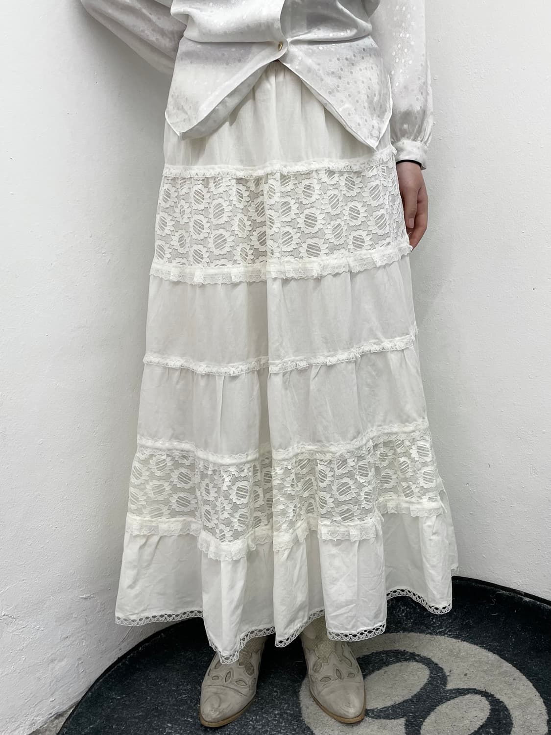 화이트페어리 레이스 롱 캉캉 스커트 상품이미지2