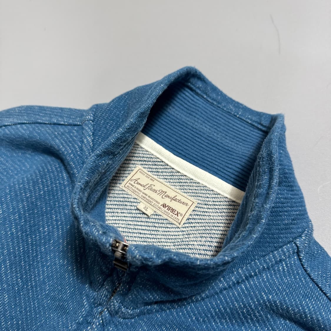 아비렉스(AVIREX) 블루 코튼 US NAVAL 자수 하이넥 집업 자켓 상품이미지3