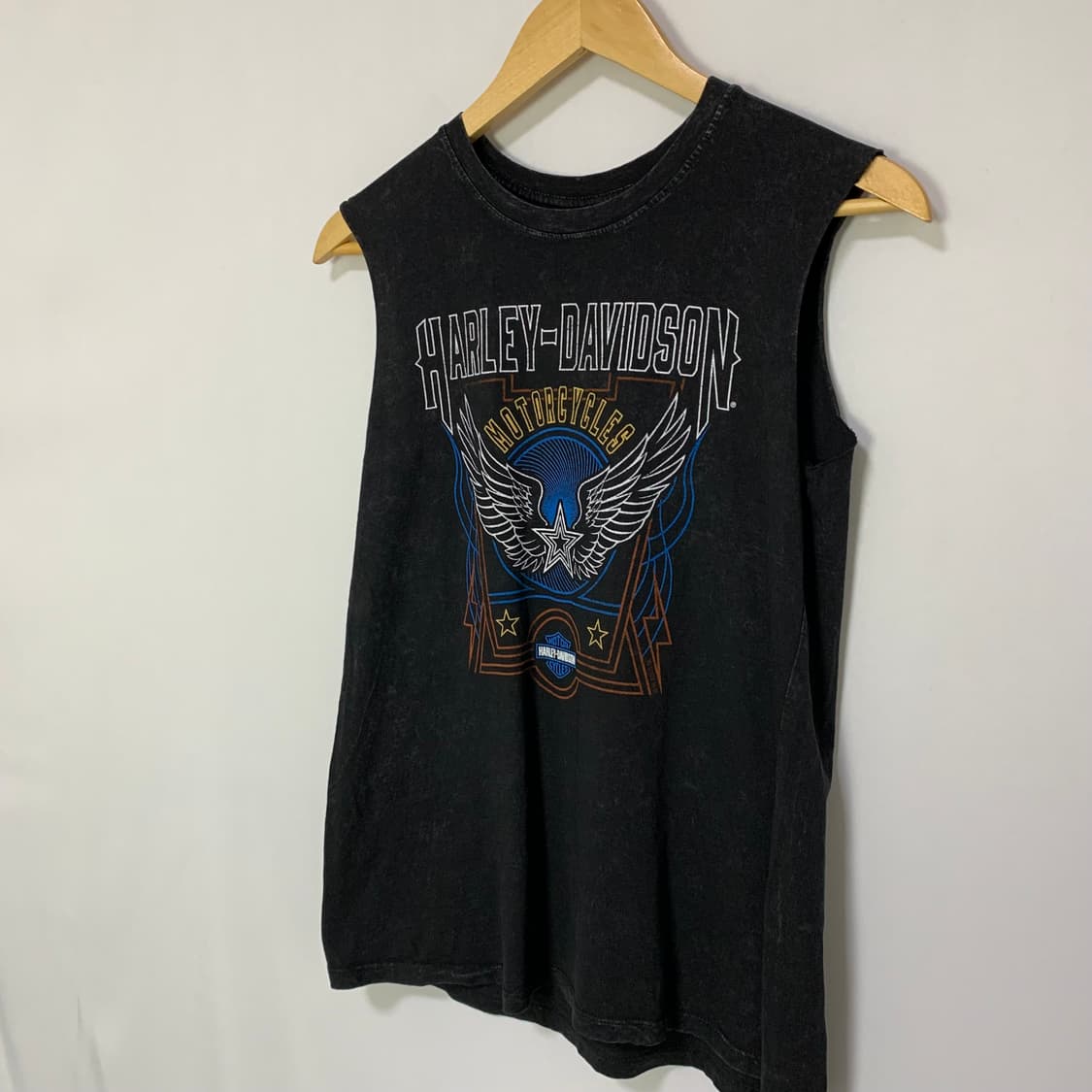 할리 데이비슨 빈티지 프린팅 슬리브리스 펑크 나시 M 상품이미지4