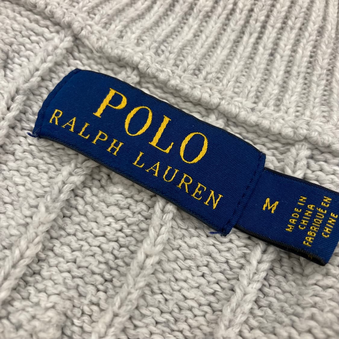 폴로랄프로렌 라이트 그레이 꽈배기 코튼 니트 반집업 상품이미지8