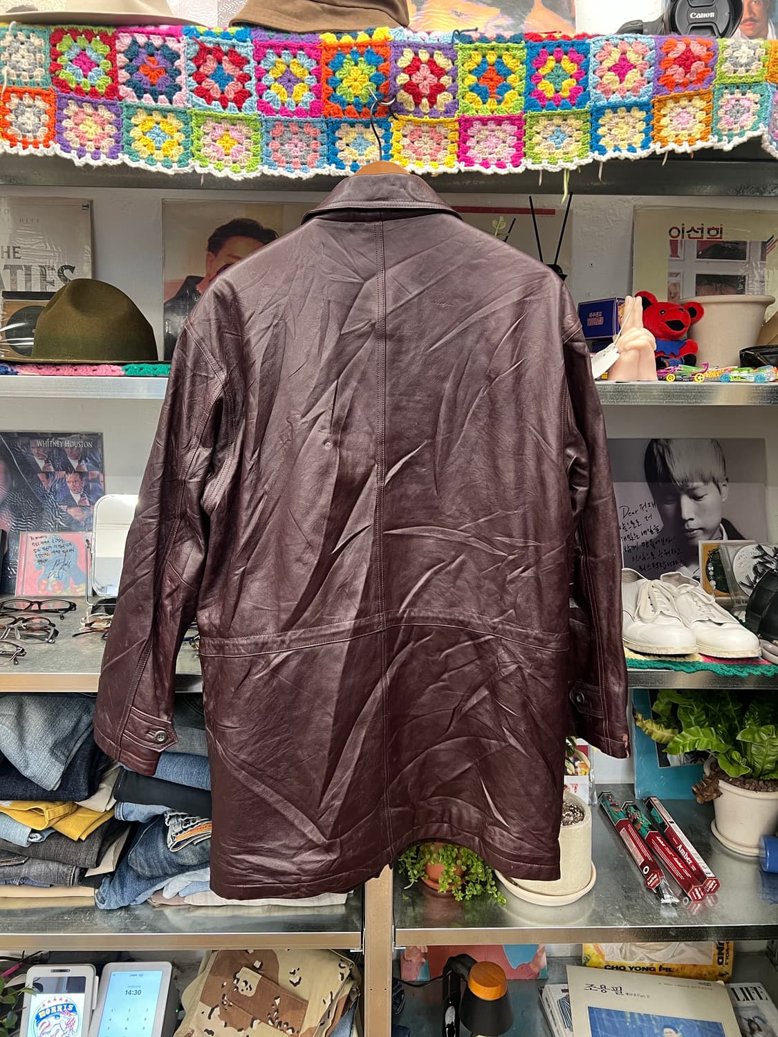 Vintage Brown Leather Half Coat 상품이미지2