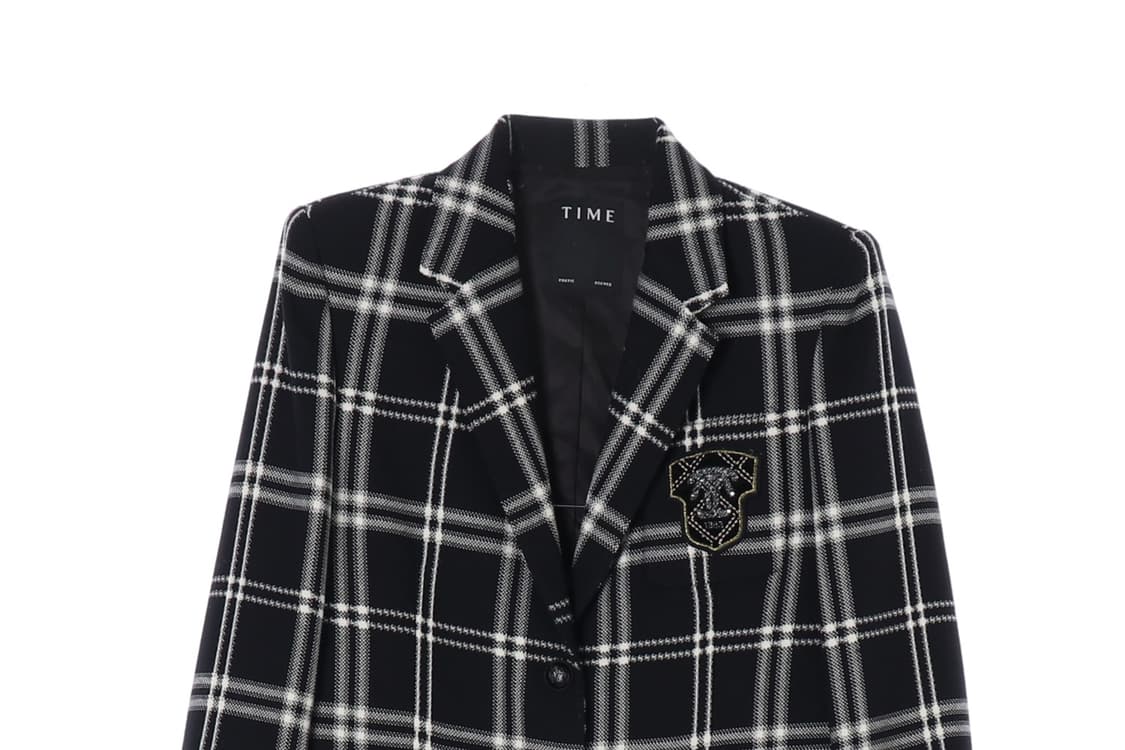 [S]타임 울100% 블랙 체크 아이비리그 싱글브레스티드재킷
 상품이미지2