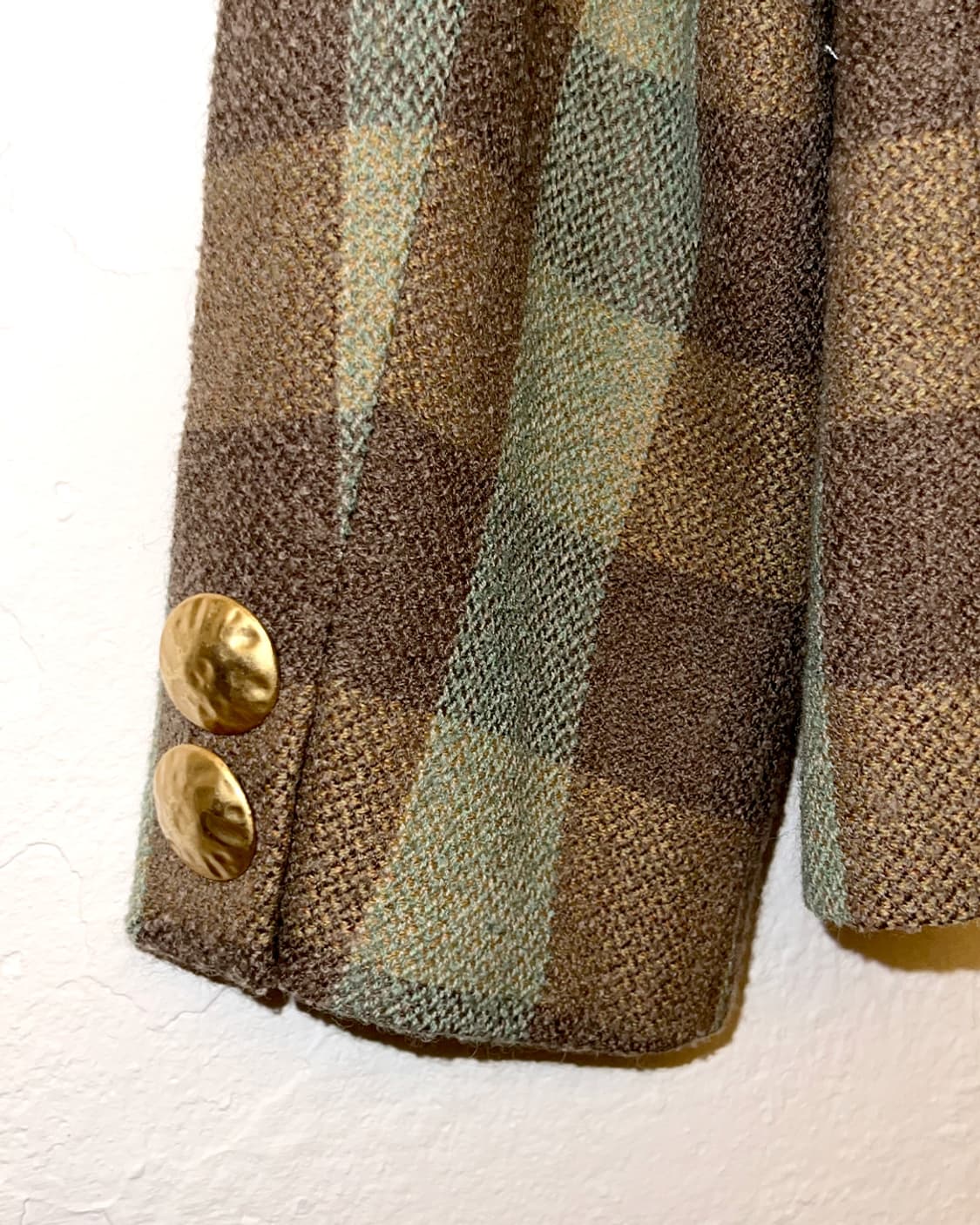 골드버튼 체크 여자 울자켓 상품이미지5