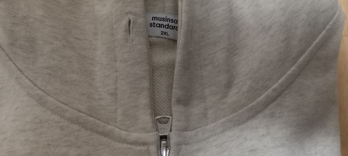 무신사 스탠다드 짧은기장 후드집업 오트밀 그레이 블랙 2XL 상품이미지2