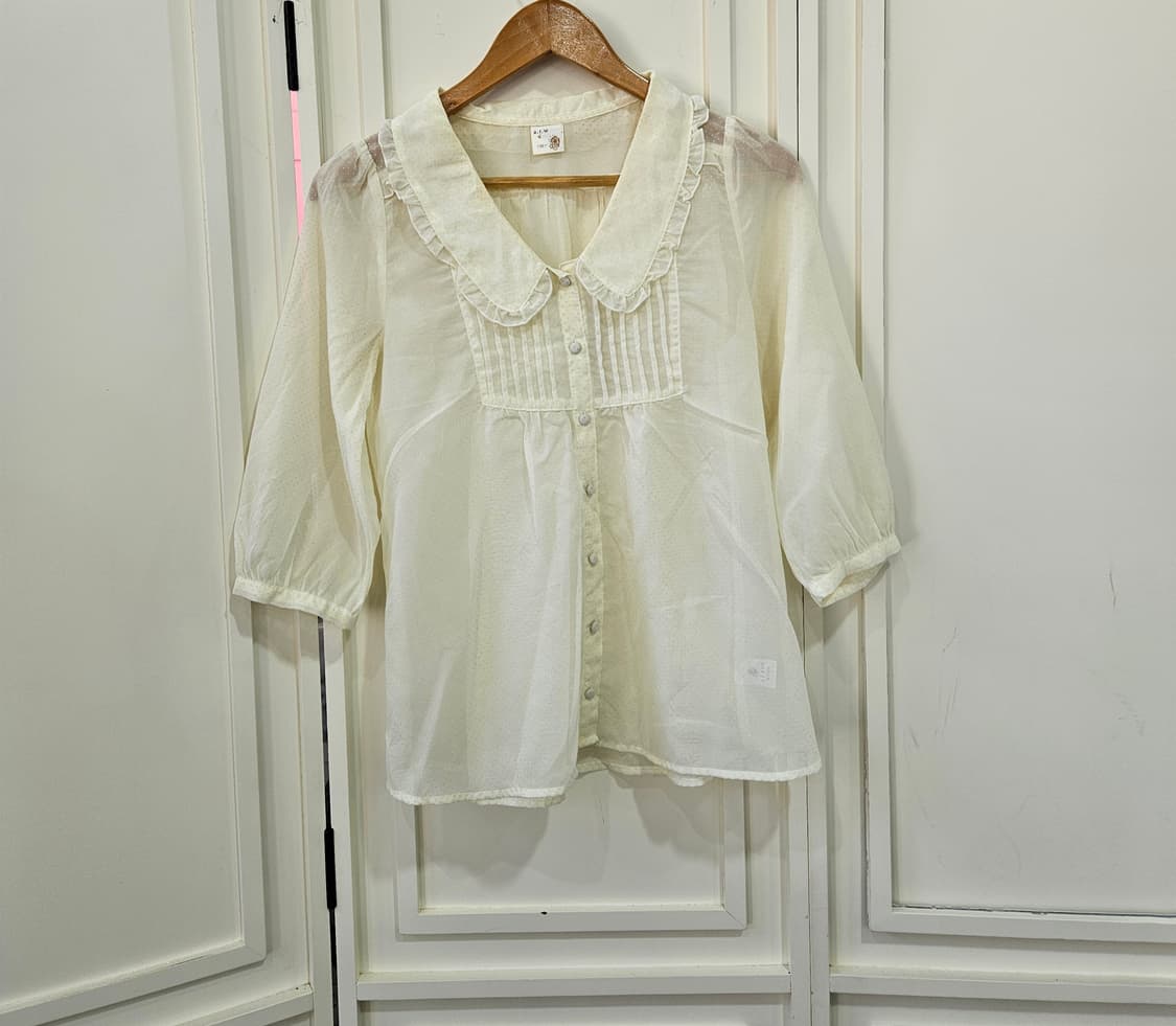 레이스 칼라 블라우스 아이보리 7부 상품이미지1