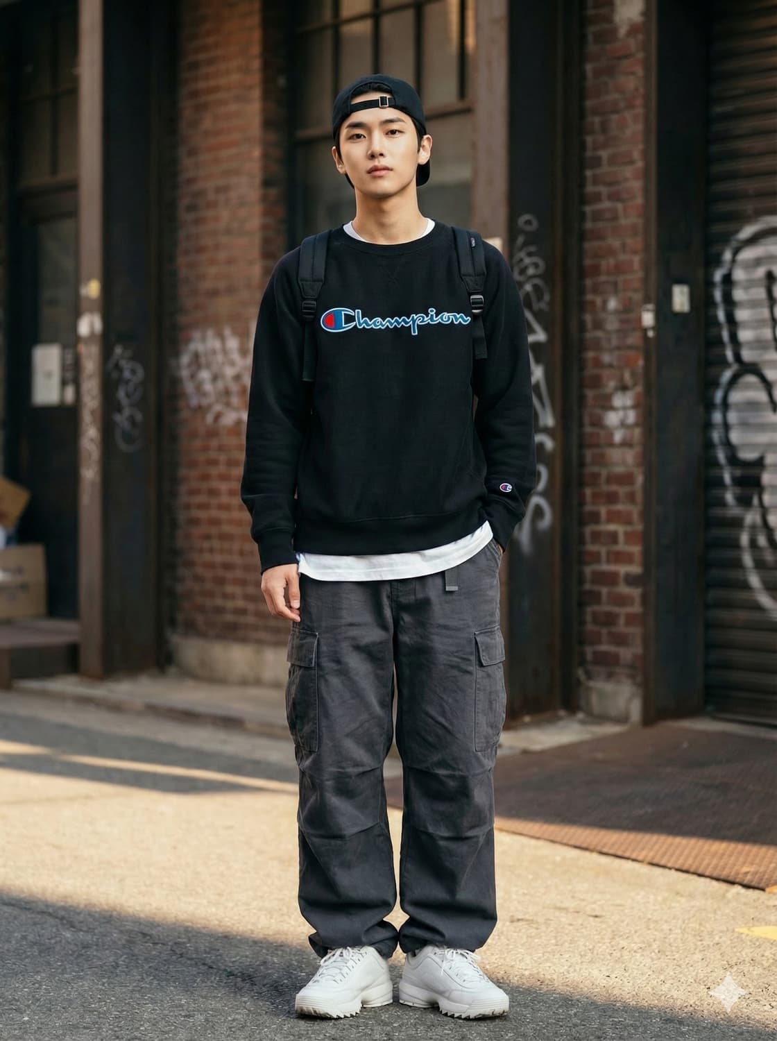 챔피온 안감기모 블랙 로고 맨투맨 티셔츠_M 상품이미지1