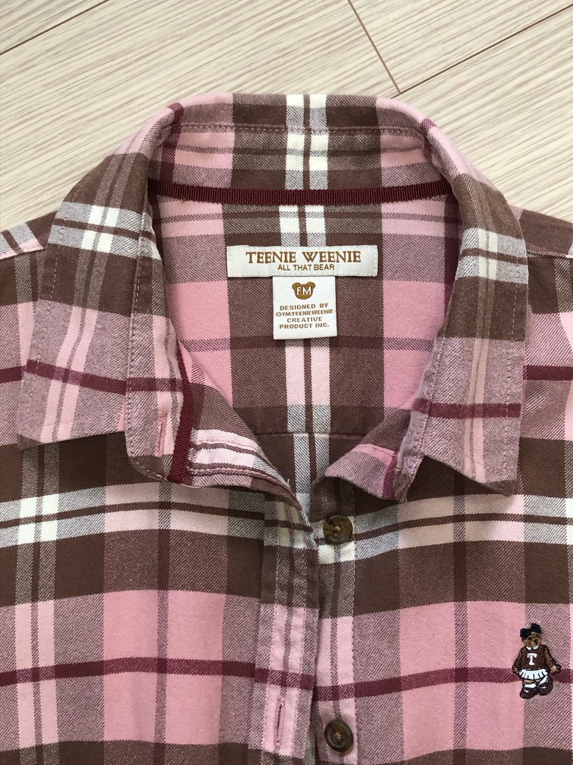 M 티니위니 핑크 체크 셔츠 남방 y2k 빈티지 상품이미지3