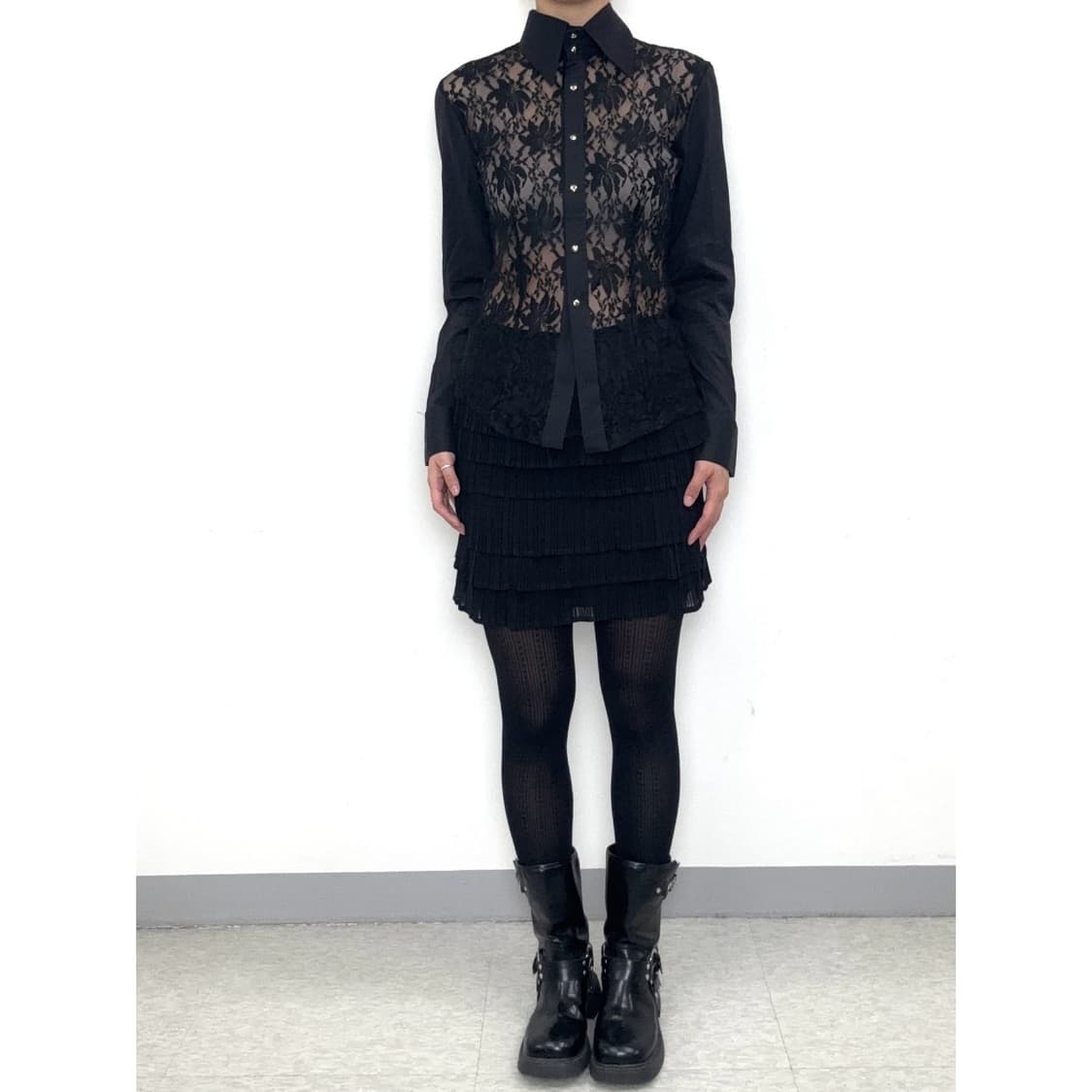 빈티지 고딕 블랙 블라우스 셔츠 상품이미지2