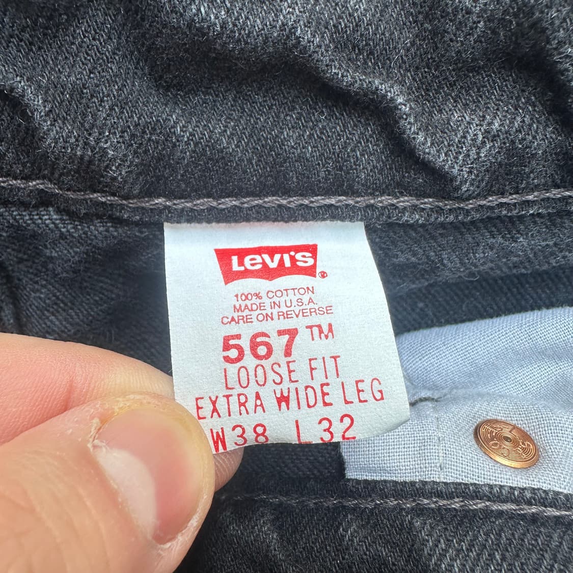 빈티지 90s 리바이스 567 블랙 데님 팬츠  상품이미지4