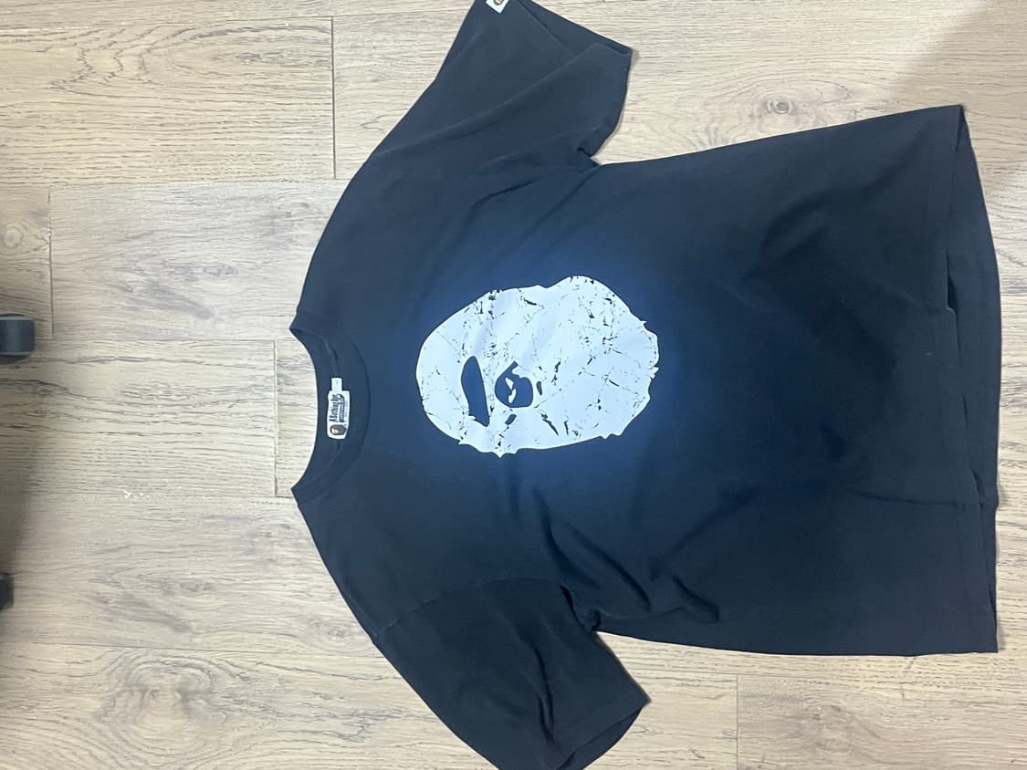 베이프 헤비 워시드 에이프 헤드 릴렉스 티셔츠 블랙 2xl size 상품이미지1