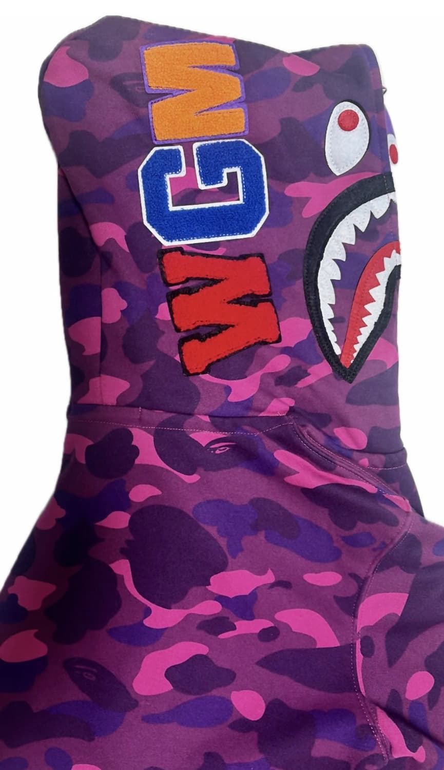 베이프 카모 퍼플 샤크 후드집업 L 사이즈 상품이미지1